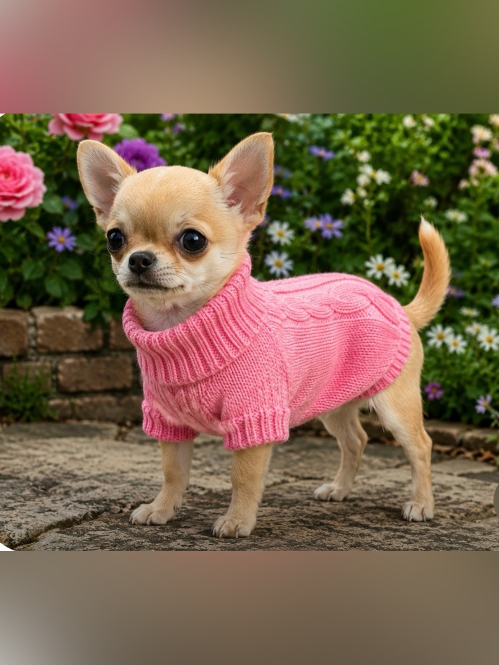 Pick 1 Chihuahua Pink Knit Turtleneck Dog Sweater - Soft Cozy Warm